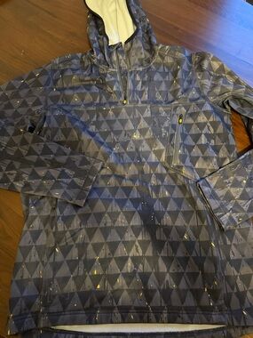 Burton Gray Pullover Hoodie with Yellow Speckle Accents - large